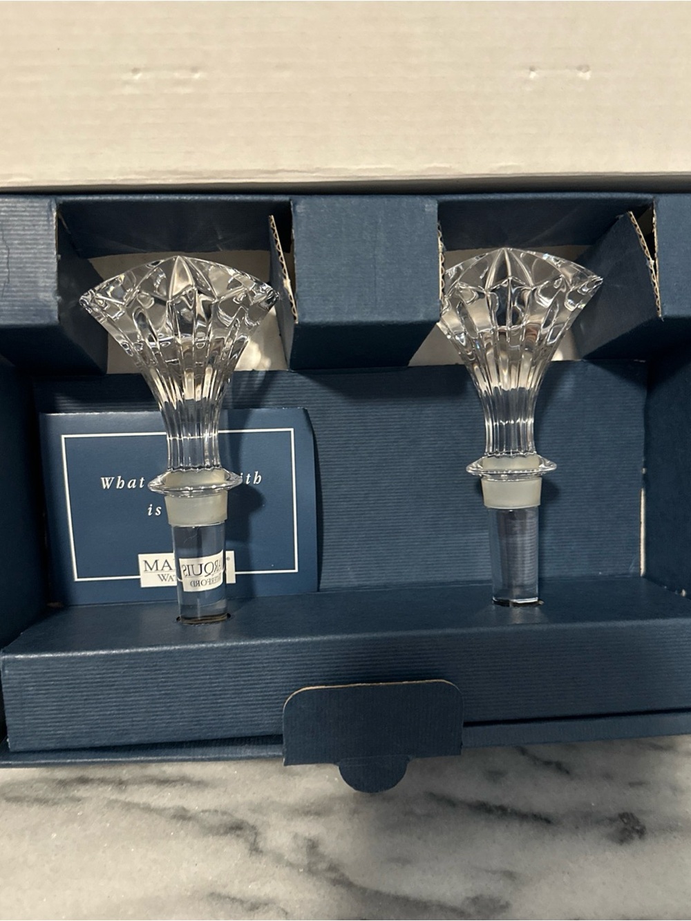 Waterford Marquis Crystal Wine Stopper Set - Clear Decorative Stoppers NEW